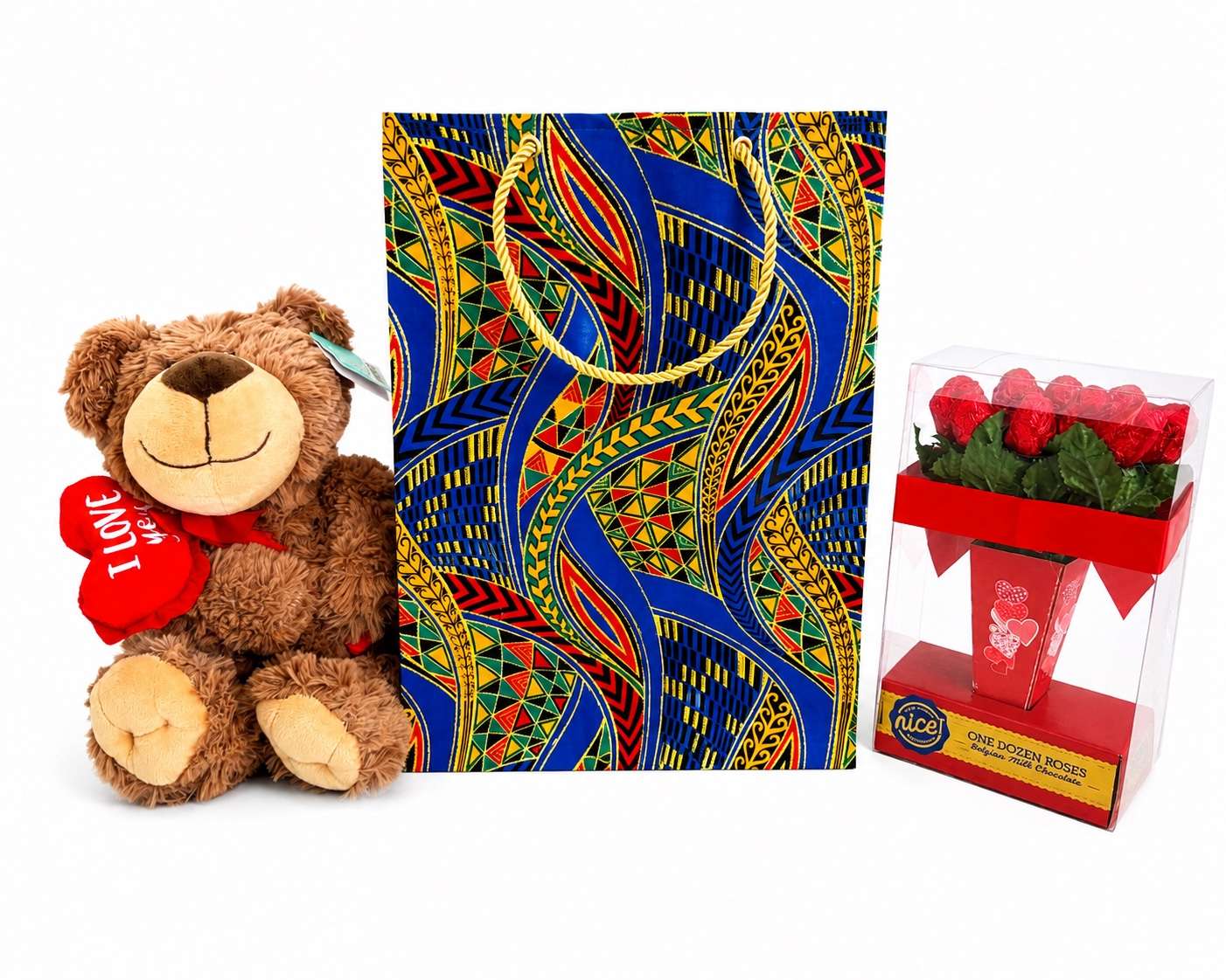 African Wax Print Mini, Extra Small, Small, Medium Gift Bag - Royal Blue Green Red Orange Yellow Black Gold | Reusable Fabric Gift Wrap | Gezia Accents