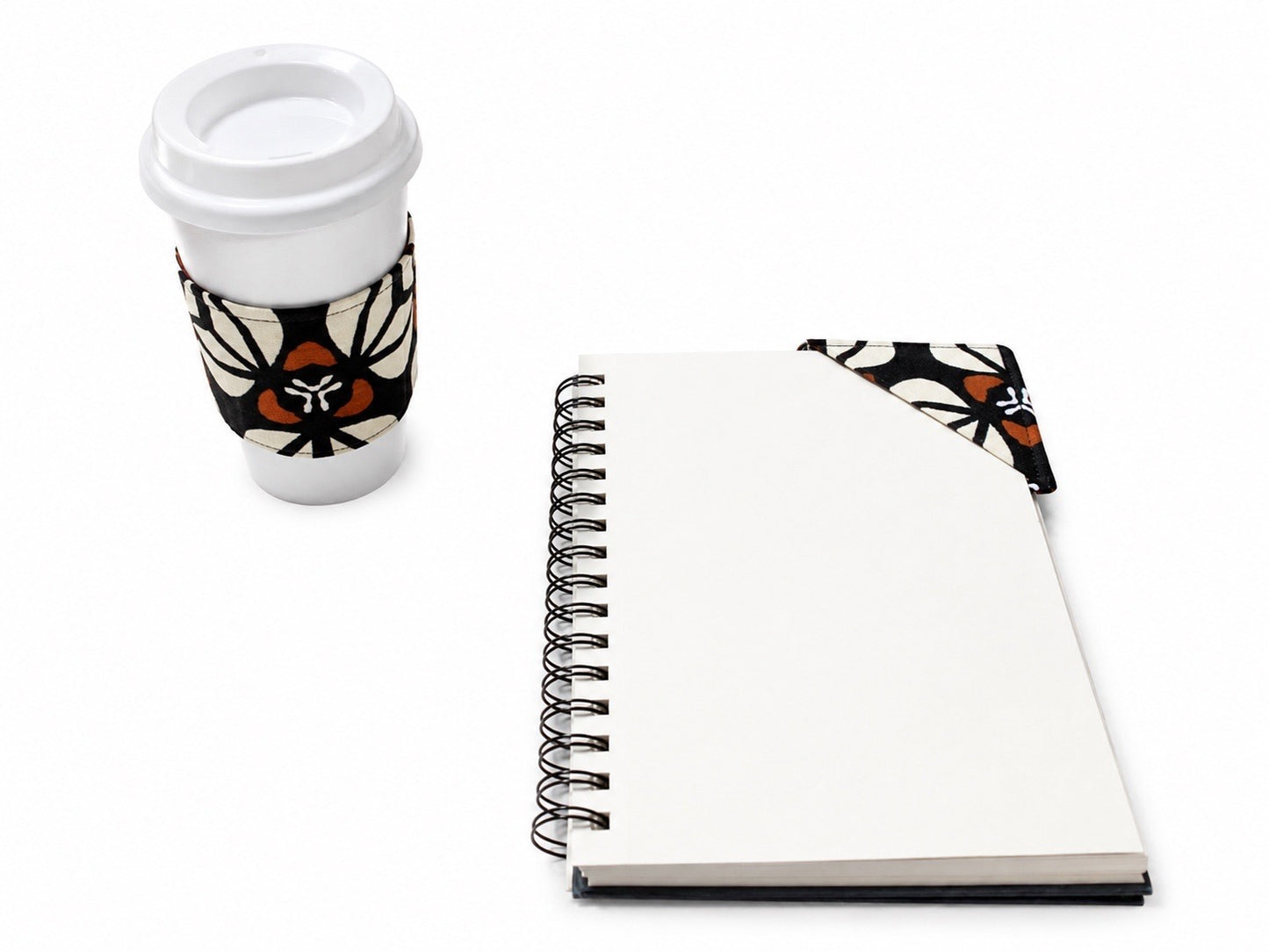 African Wax Print Cup Sleeve - Cream Black Brown | Reusable Coffee Cozy | Gezia Accents (Copy) (Copy)