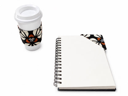 African Wax Print Cup Sleeve - Cream Black Brown | Reusable Coffee Cozy | Gezia Accents (Copy) (Copy)