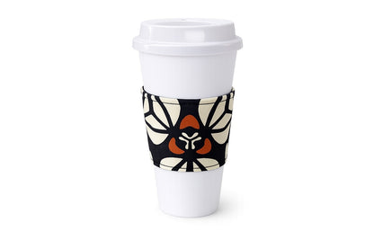 African Wax Print Cup Sleeve - Cream Black Brown | Reusable Coffee Cozy | Gezia Accents (Copy) (Copy)
