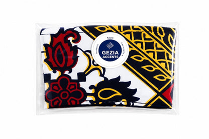 African Wax Print Cup Sleeve - Dark Blue Red Yellow White | Reusable Coffee Cozy | Gezia Accents (Copy)