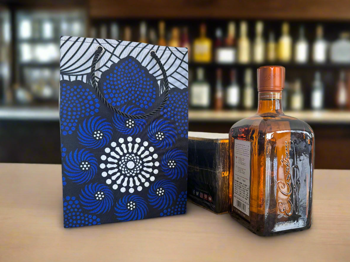 Ethnic, Fabric, Patterned, Handmade White, Blue, and Black Small Bag