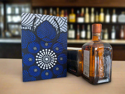 Ethnic, Fabric, Patterned, Handmade White, Blue, and Black Small Bag