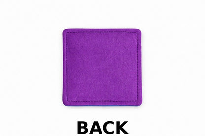 Purple back view of corner bookmark on a light gray background
