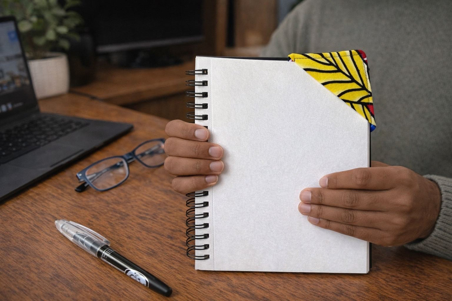 Handmade African fabric bookmark in book lifestyle shot