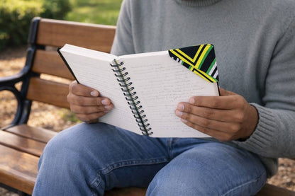 Handmade African fabric bookmark in book lifestyle shot