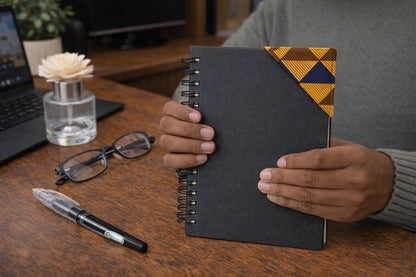 Handmade African fabric bookmark in book lifestyle shot
