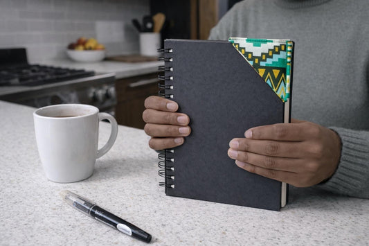 Handmade African fabric bookmark in book lifestyle shot