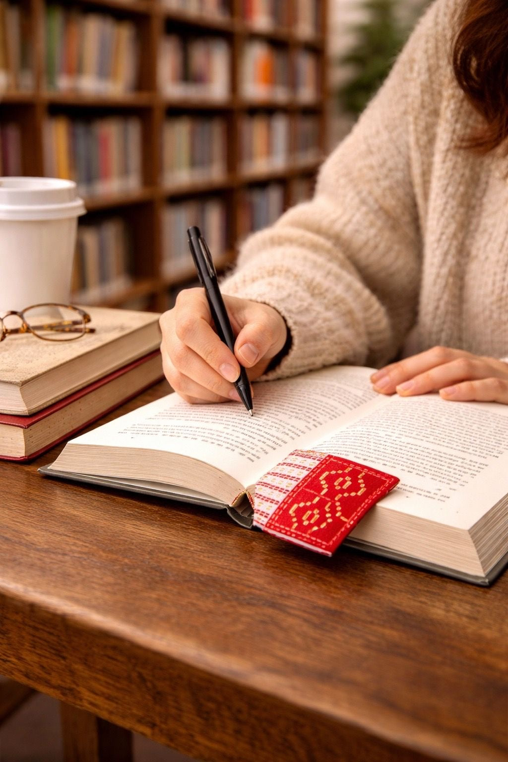 Handmade African fabric bookmark in book lifestyle shot