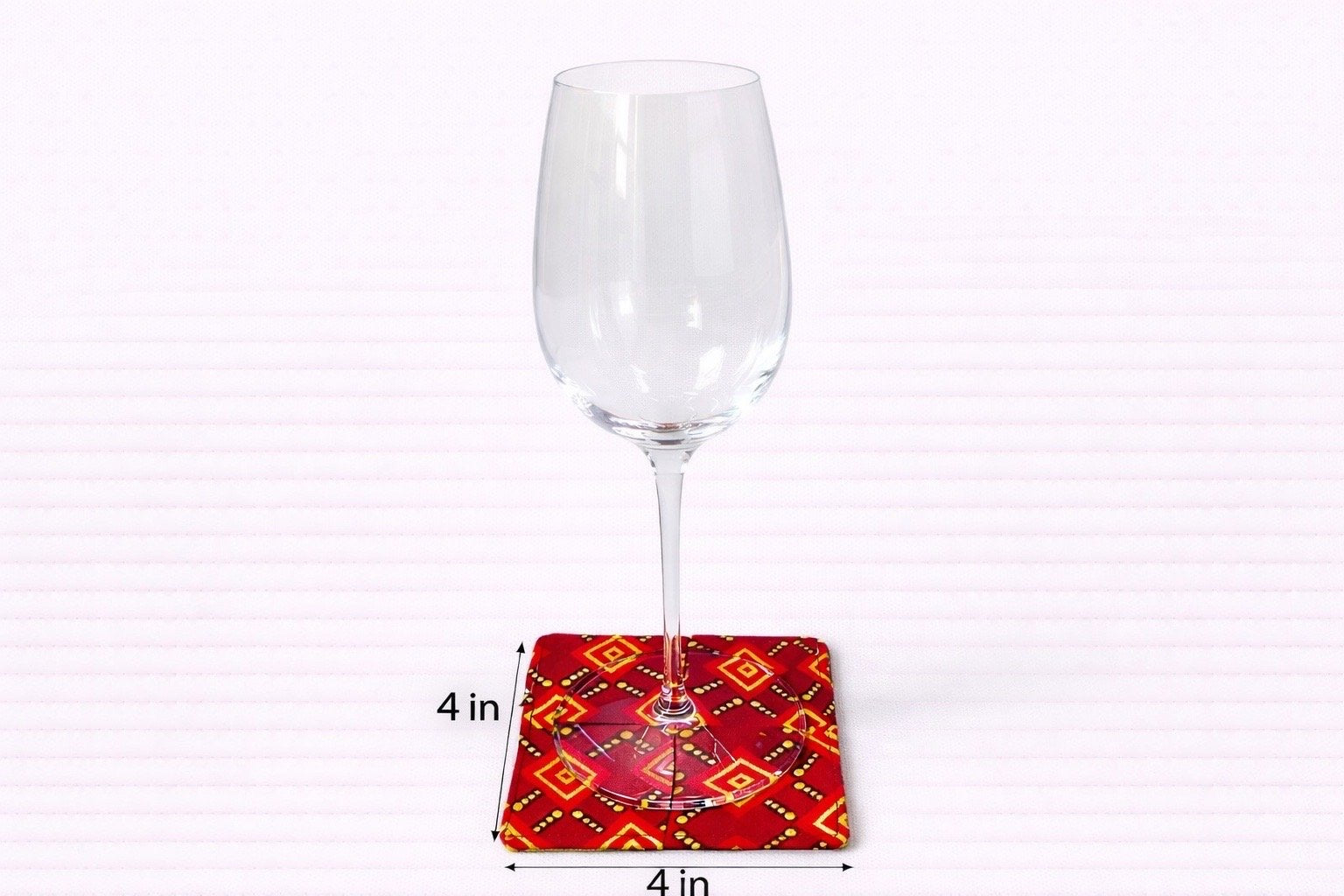 Maroon, red, black, & gold patterned fabric coasters dimensions