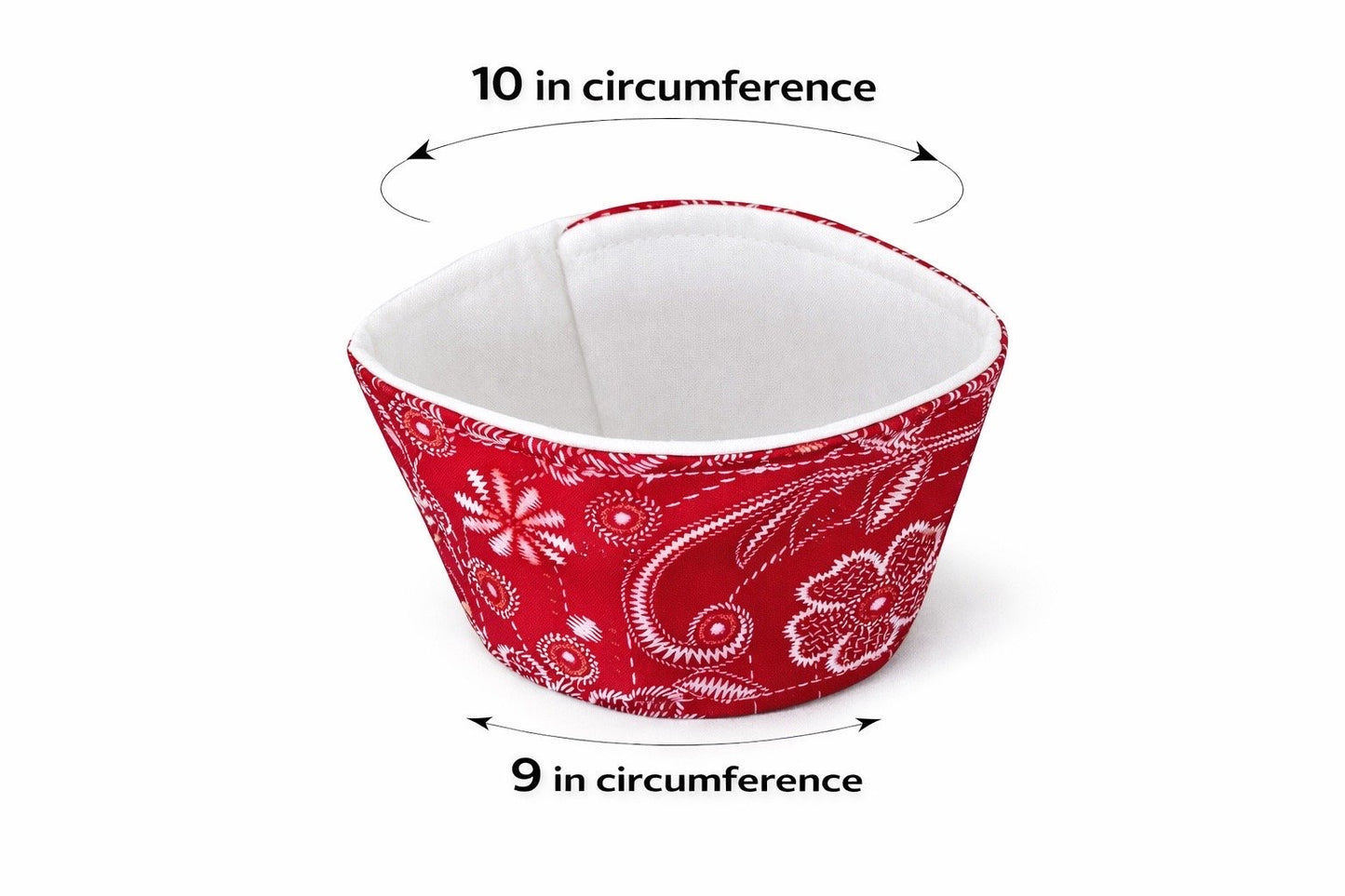 Fuchsia & white patterned fabric cup sleeve dimensions