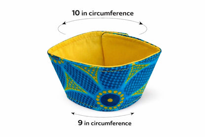 Green, dark green, black, & gold patterned fabric cup sleeve dimensions