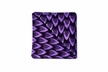 Black & purple corner bookmark on light gray background