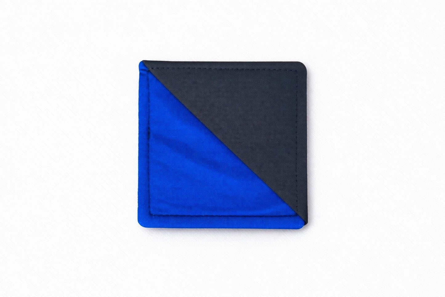 Blue, black,& purple corner bookmark on light gray background