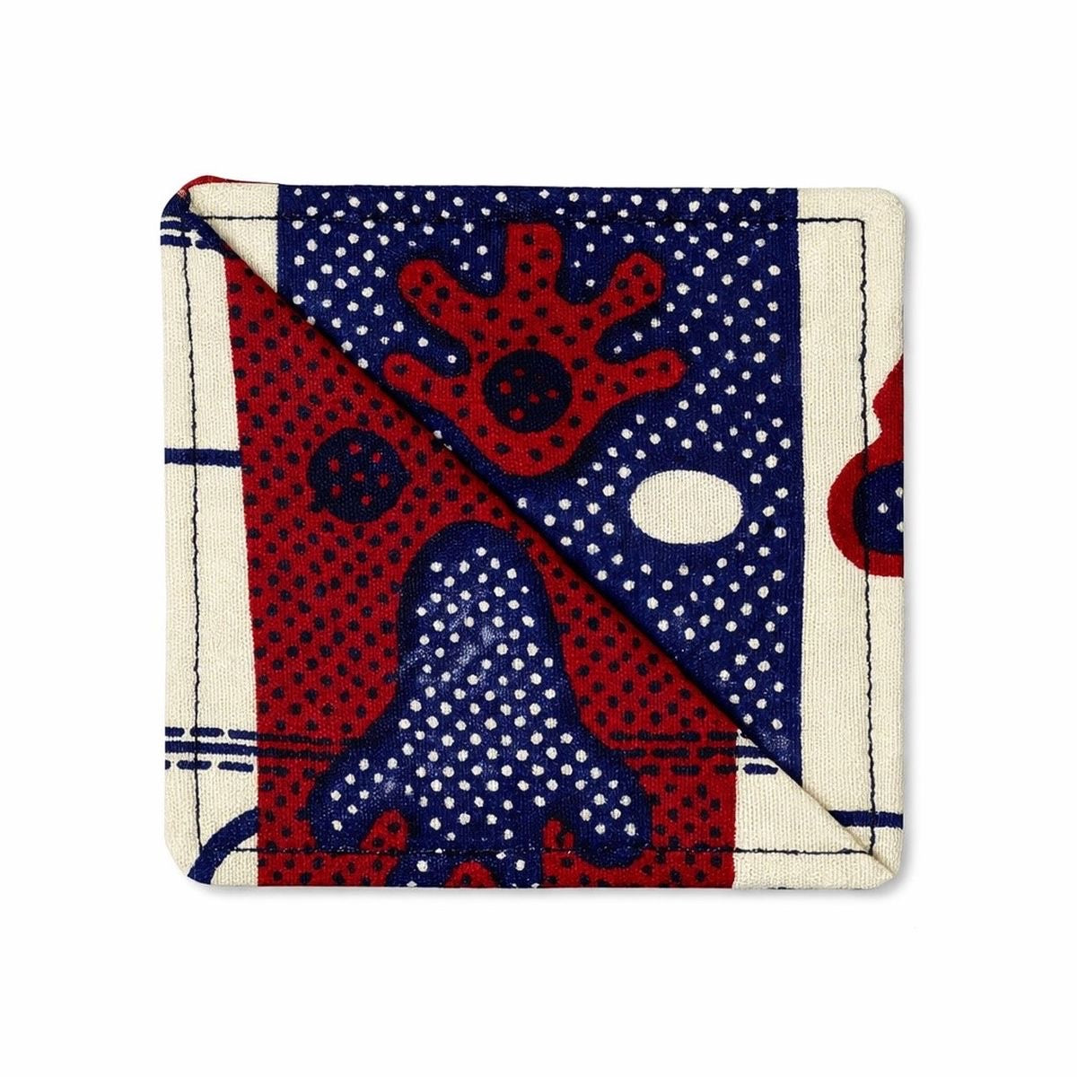 Cream, dark blue, & maroon corner bookmark on light gray background