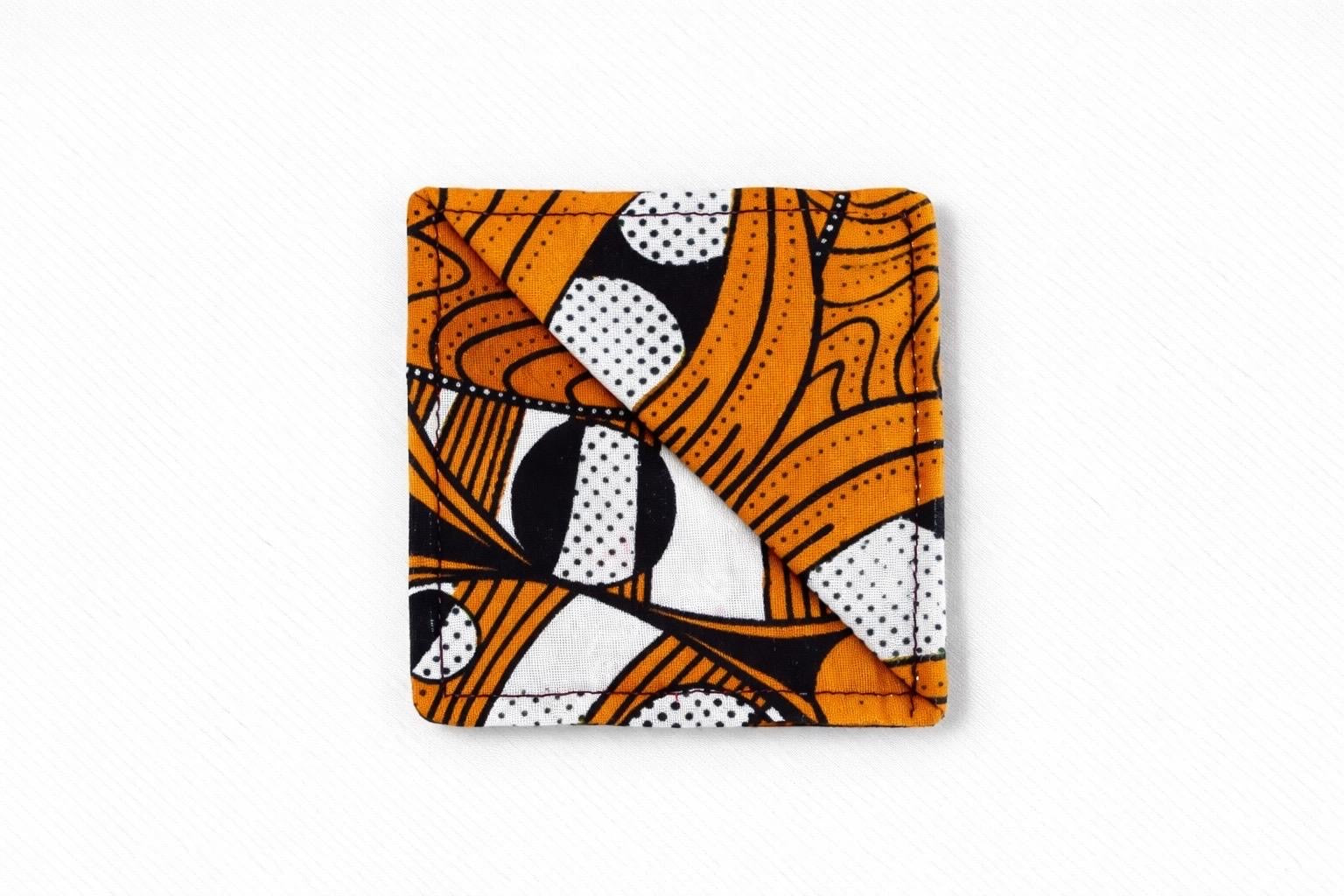 Orange, black & white corner bookmark on light gray background