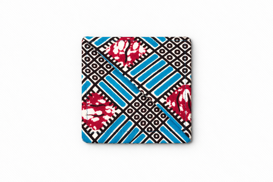 Turquoise, berry, brown, & white corner bookmark on light gray background