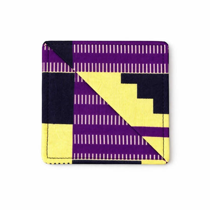 Yellow, black, & purple corner bookmark on light gray background