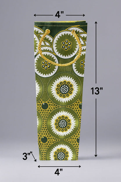 🎁 African Wax Print Wine Gift Bag – Reusable & Eco - Friendly | Ethnic Fabric Bottle Bag | Handmade Wine Bag for Weddings, Birthdays & Holidays 🍷🌍 - Gezia Accents