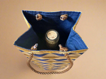 🎁 African Wax Print Wine Gift Bag – Reusable & Eco - Friendly | Ethnic Fabric Bottle Bag | Handmade Wine Bag for Weddings, Birthdays & Holidays 🍷🌍 - Gezia Accents