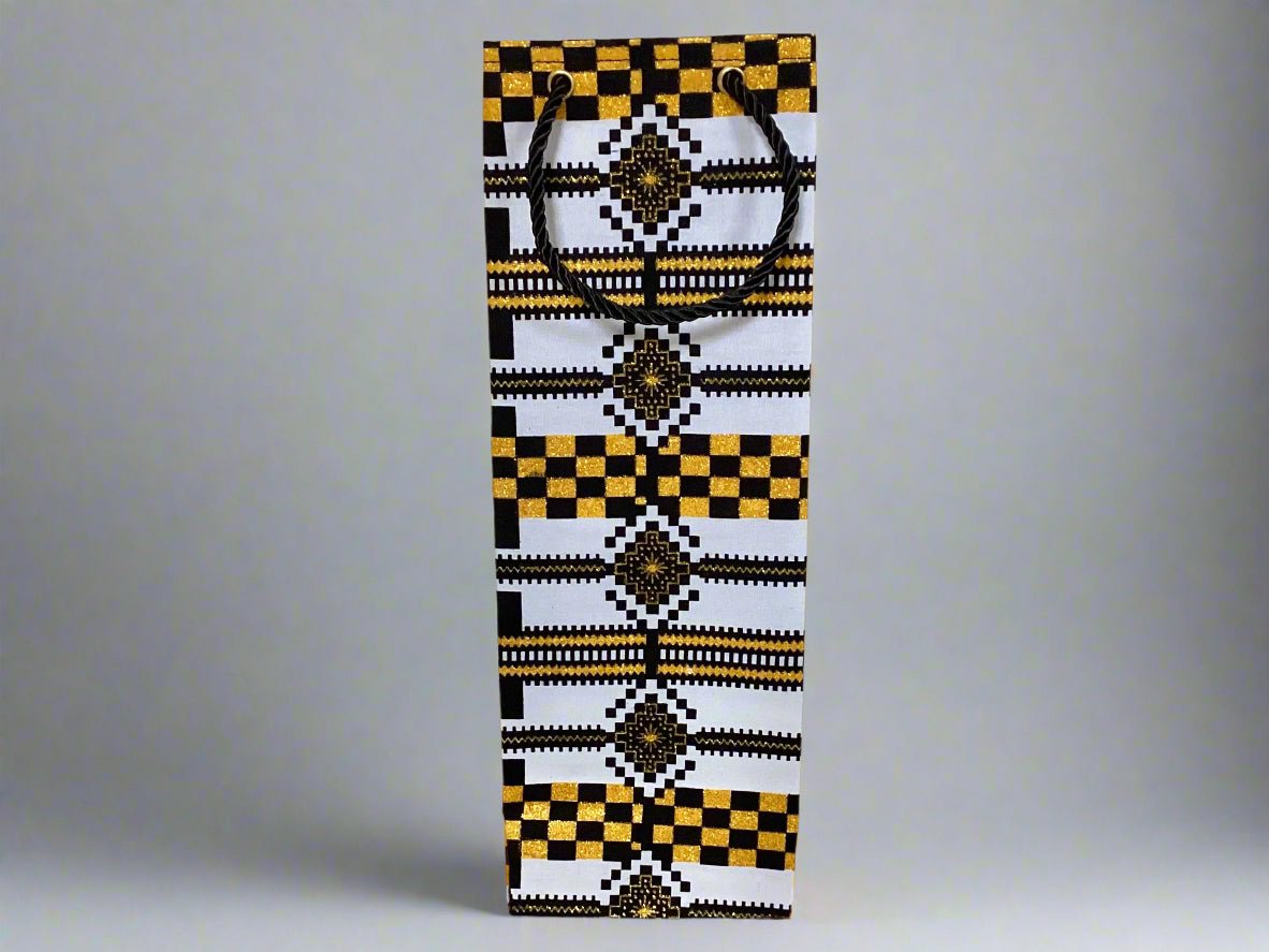 🎁 African Wax Print Wine Gift Bag – Reusable & Eco - Friendly | Ethnic Fabric Bottle Bag | Handmade Wine Bag for Weddings, Birthdays & Holidays 🍷🌍 - Gezia Accents