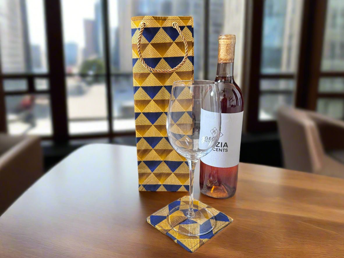 🎁 African Wax Print Wine Gift Bag – Reusable & Eco - Friendly | Ethnic Fabric Bottle Bag | Handmade Wine Bag for Weddings, Birthdays & Holidays 🍷🌍 - Gezia Accents