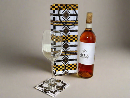 🎁 African Wax Print Wine Gift Bag – Reusable & Eco - Friendly | Ethnic Fabric Bottle Bag | Handmade Wine Bag for Weddings, Birthdays & Holidays 🍷🌍 - Gezia Accents
