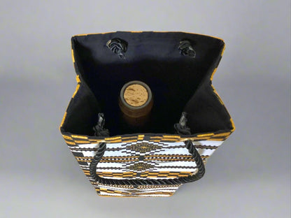 🎁 African Wax Print Wine Gift Bag – Reusable & Eco - Friendly | Ethnic Fabric Bottle Bag | Handmade Wine Bag for Weddings, Birthdays & Holidays 🍷🌍 - Gezia Accents