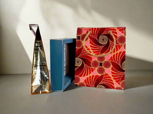 Ethnic, Fabric, Floral Patterned, Handmade Maroon, Red, Pink and Gold Gift Bag - Gezia Accents