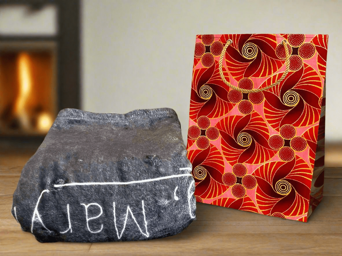 Ethnic, Fabric, Floral Patterned, Handmade Maroon, Red, Pink and Gold Gift Bag - Gezia Accents