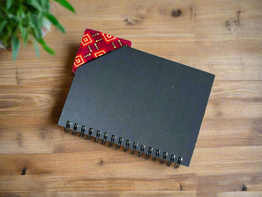 Ethnic, Fabric, Floral Patterned, Handmade Red, Maroon, and Gold Bookmark - Gezia Accents