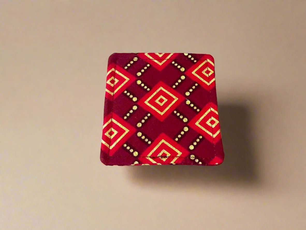 Ethnic, Fabric, Floral Patterned, Handmade Red, Maroon, and Gold Bookmark - Gezia Accents