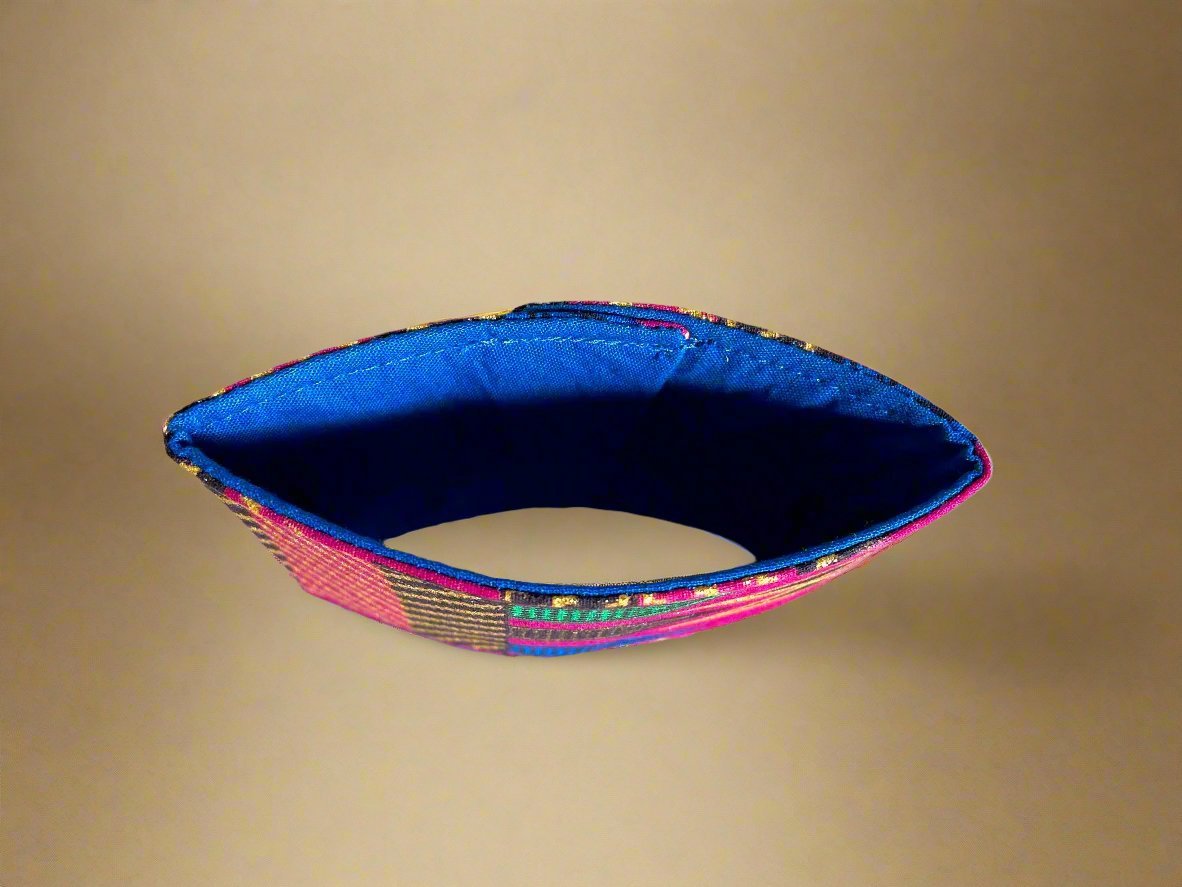 Ethnic, Fabric, Patterned, Handmade Berry, Blue, Green and Gold Cup Sleeve - Gezia Accents