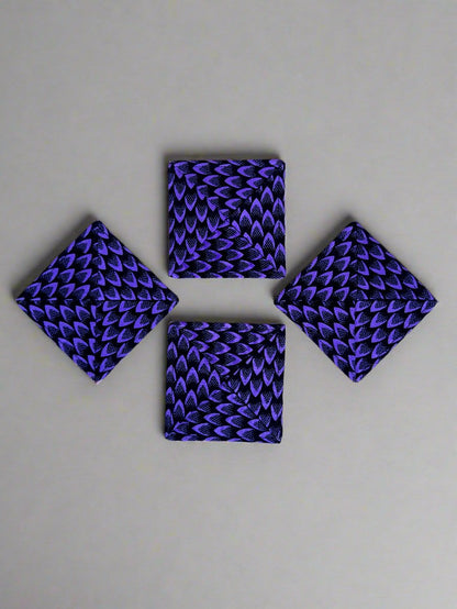 Ethnic, Fabric, Patterned, Handmade Black and Purple Coasters - Gezia Accents