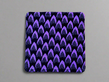 Ethnic, Fabric, Patterned, Handmade Black and Purple Coasters - Gezia Accents