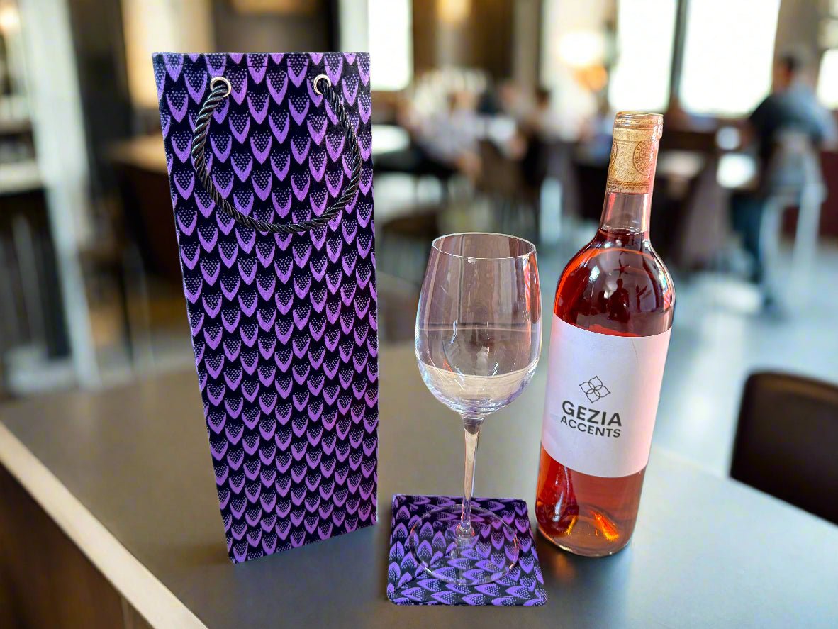 Ethnic, Fabric, Patterned, Handmade Black and Purple Coasters - Gezia Accents