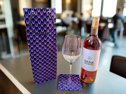 Ethnic, Fabric, Patterned, Handmade Black and Purple Coasters - Gezia Accents