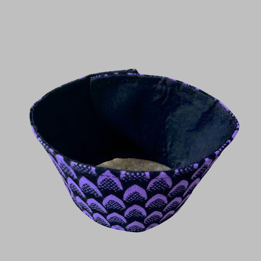 Ethnic, Fabric, Patterned, Handmade Black and Purple Cup Sleeve - Gezia Accents
