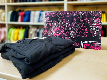 Ethnic, Fabric, Patterned, Handmade Black, Fuscia, and White Medium Horizontal Bag - Gezia Accents