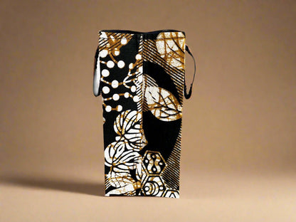 Ethnic, Fabric, Patterned, Handmade Black, Gold, and Cream Extra Small Bag - Gezia Accents