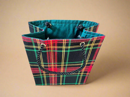 Ethnic, Fabric, Patterned, Handmade Black, Green, Red, and Gold Extra Small Bag - Gezia Accents