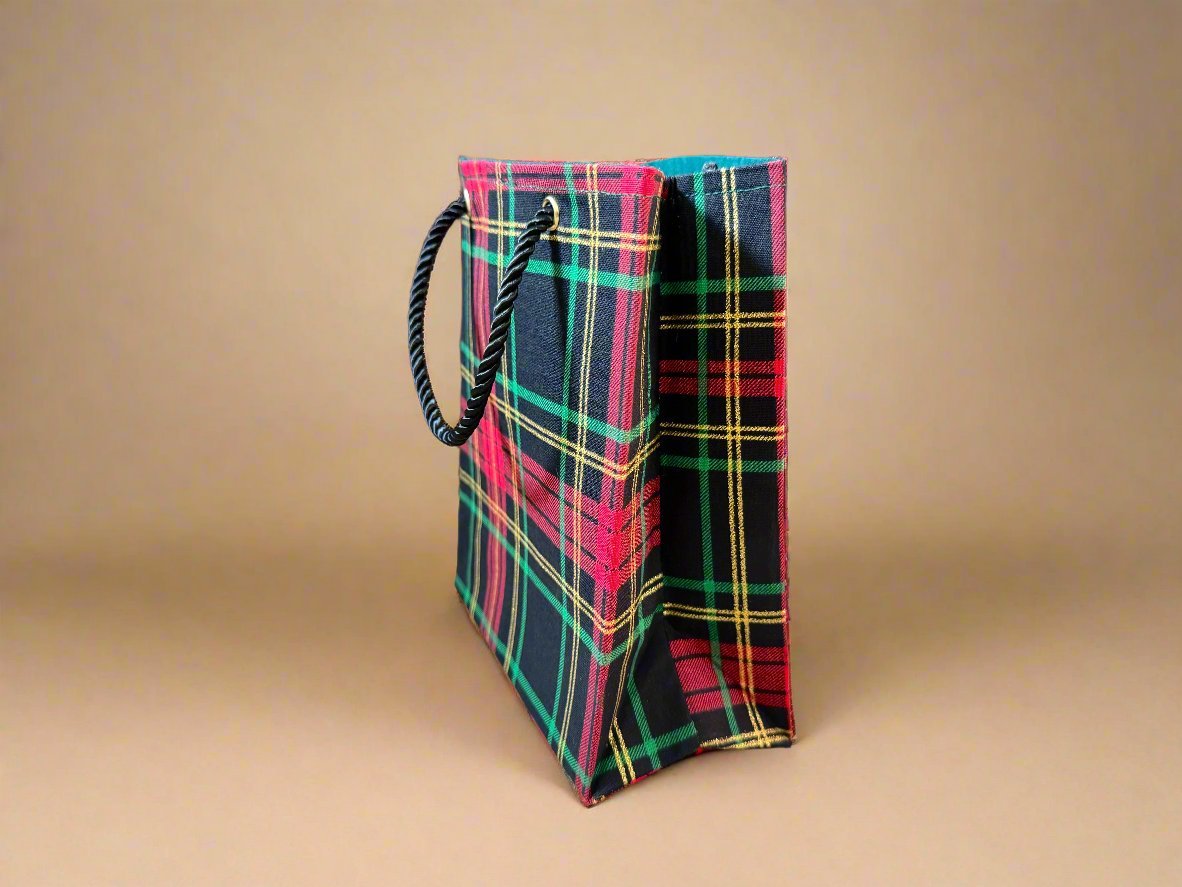 Ethnic, Fabric, Patterned, Handmade Black, Green, Red, and Gold Extra Small Bag - Gezia Accents