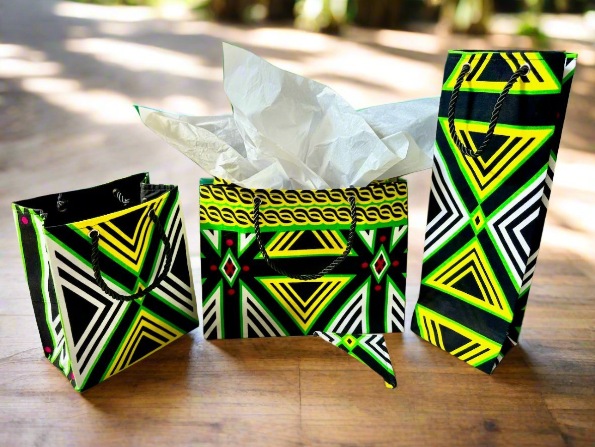 Ethnic, Fabric, Patterned, Handmade Black, Green, Yellow and White Bookmark - Gezia Accents