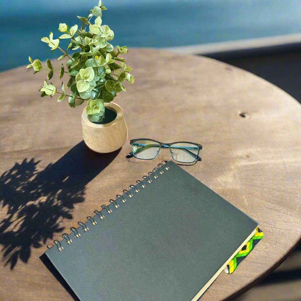 Ethnic, Fabric, Patterned, Handmade Black, Green, Yellow and White Bookmark - Gezia Accents