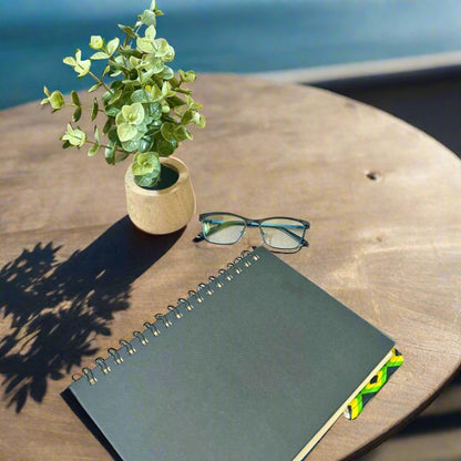 Ethnic, Fabric, Patterned, Handmade Black, Green, Yellow and White Bookmark - Gezia Accents