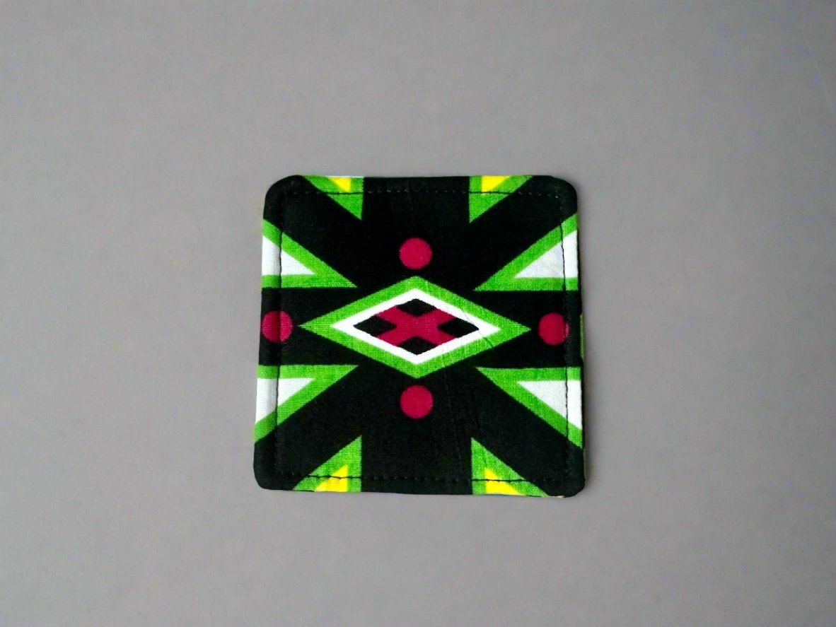 Ethnic, Fabric, Patterned, Handmade Black, Green, Yellow and White Bookmark - Gezia Accents