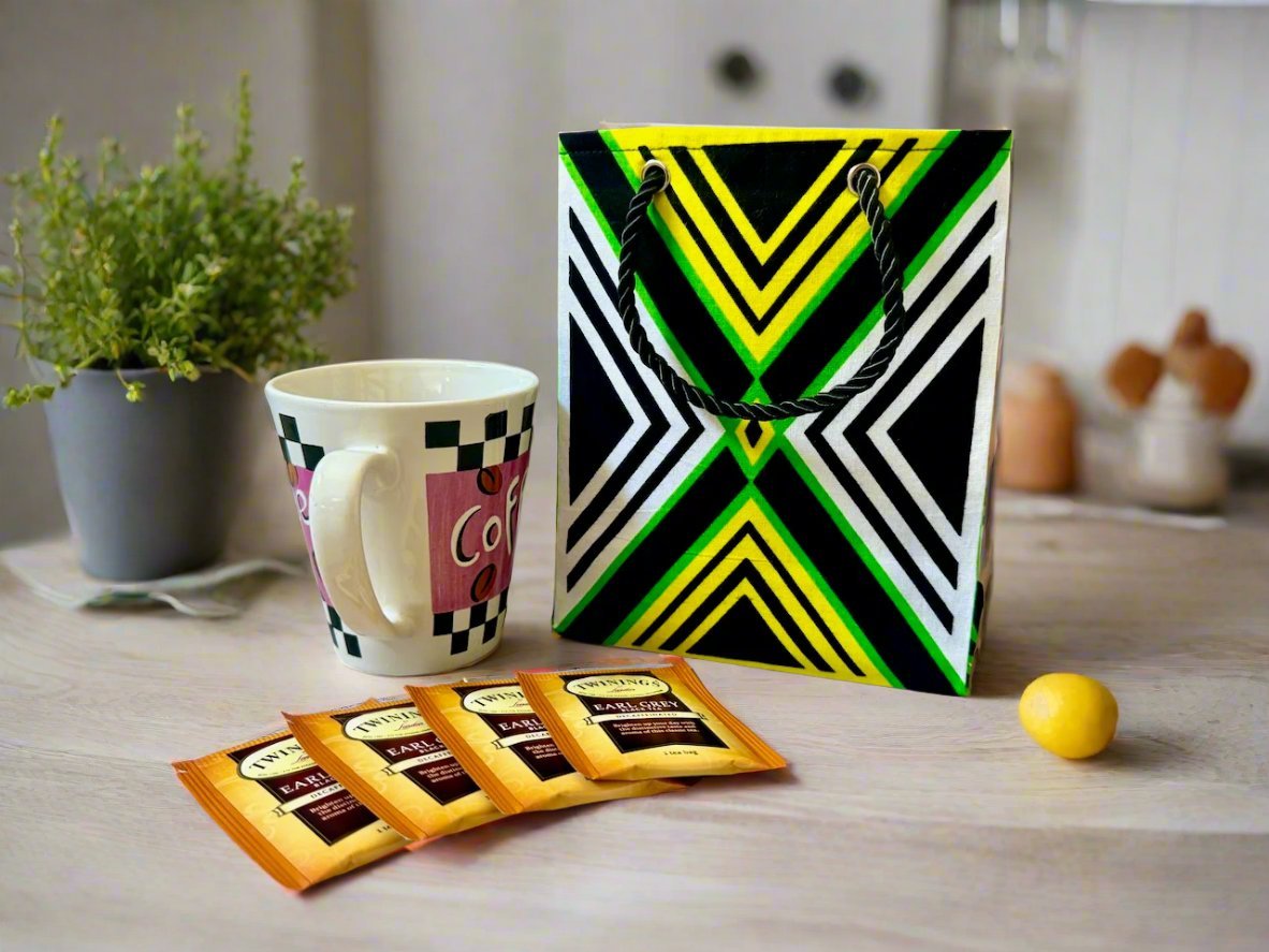 Ethnic, Fabric, Patterned, Handmade Black, Green, Yellow, and White Extra Small Bag - Gezia Accents