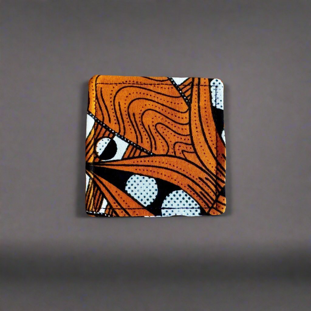 Ethnic, Fabric, Patterned, Handmade Black, Orange, and White Bookmark - Gezia Accents