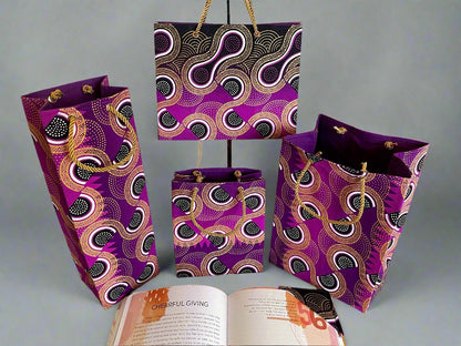 Ethnic, Fabric, Patterned, Handmade Black, Purple, and Gold Bookmark - Gezia Accents