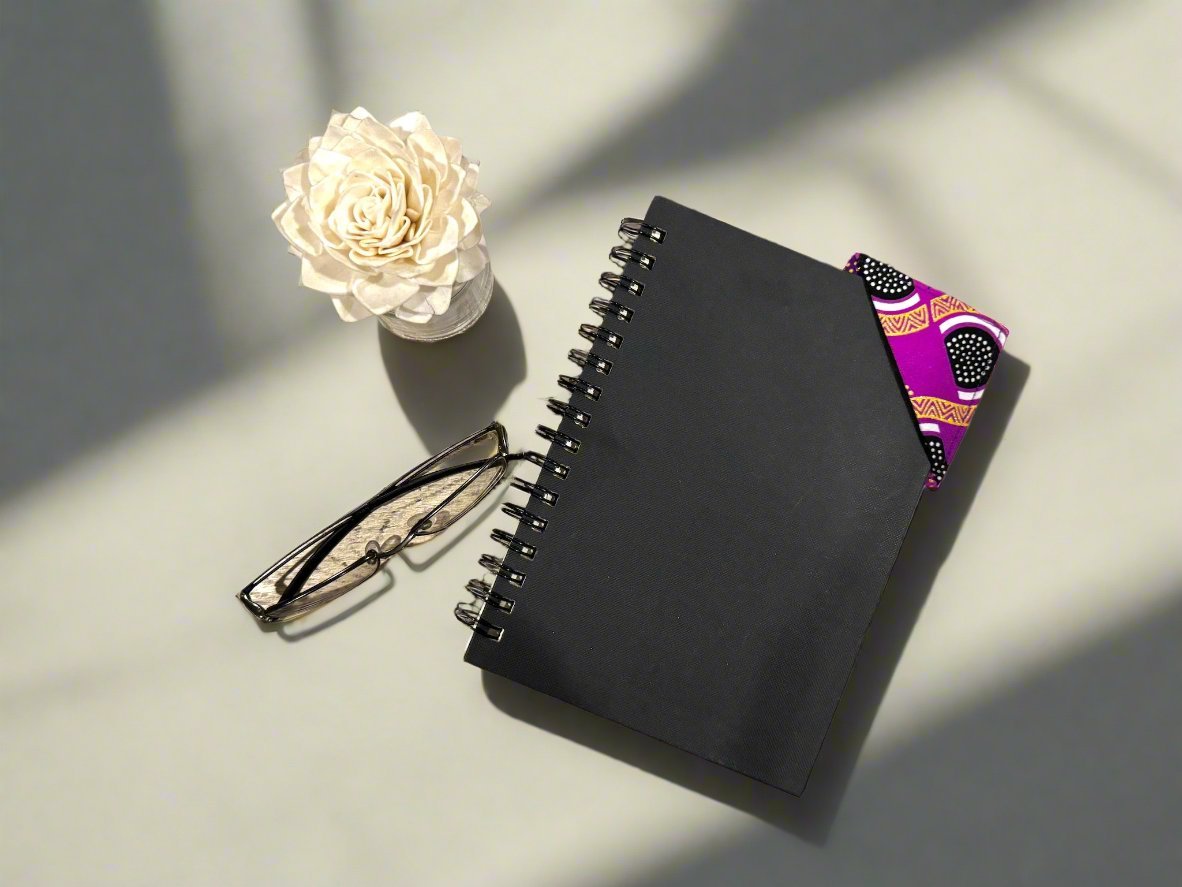 Ethnic, Fabric, Patterned, Handmade Black, Purple, and Gold Bookmark - Gezia Accents